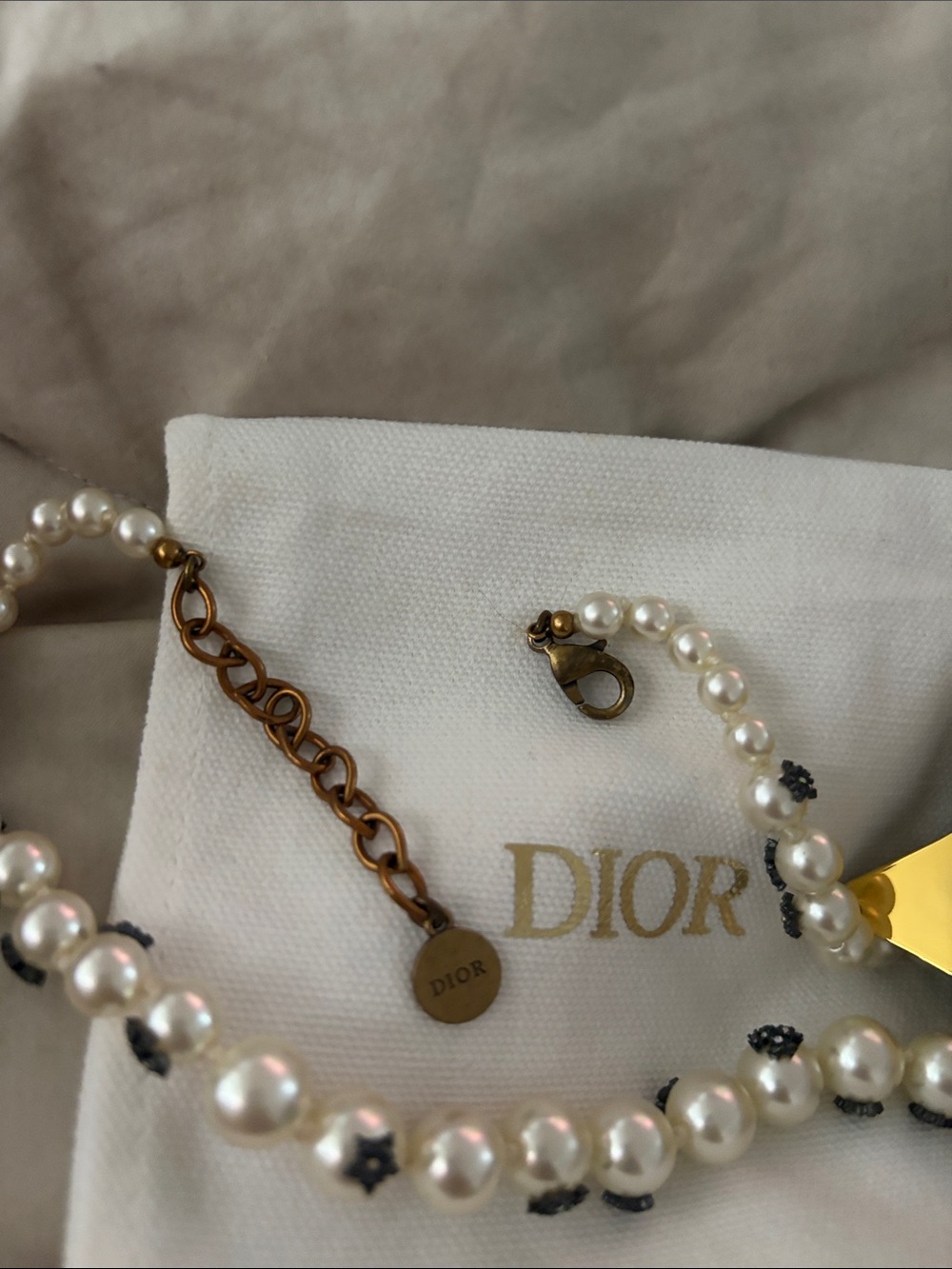 NEW DIOR TEDDY D PEARL CHOKER NECKLACE WITH CRYSTAL MOTIFS timeless Parisian - Picture 13 of 13